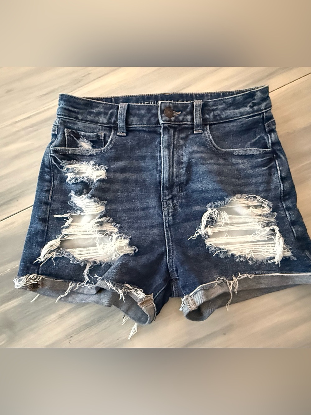 American Eagle Denim Shorts Stretch Distressed Size 4